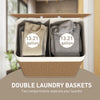 Double Laundry Basket With Lid, 26.4 Gallon Bamboo Laundry Hamper With Rope Handles And Removable Liner, Brown