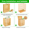 Bamboo Laundry Basket With Lid - Foldable Laundry Basket With 2 Sections Of Removable Lined Pockets For Bathroom, Bedroom And Laundry